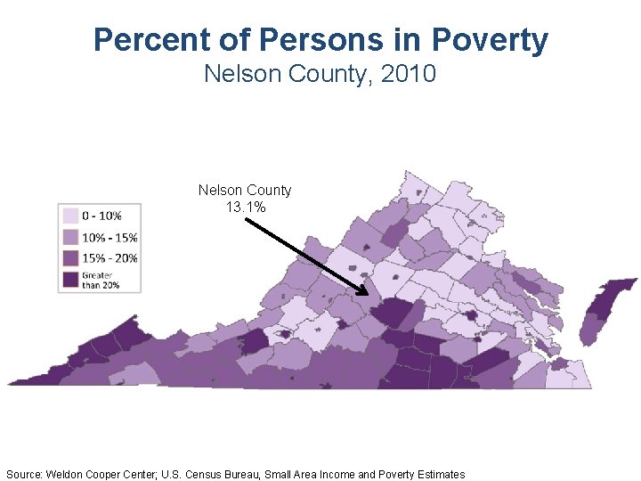 Percent of Persons in Poverty Nelson County, 2010 Nelson County 13. 1% Source: Weldon