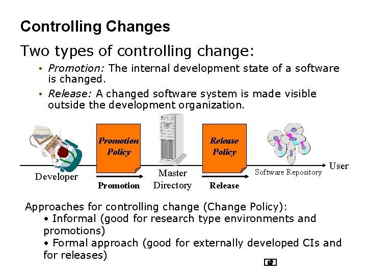 Controlling Changes Two types of controlling change: • Promotion: The internal development state of