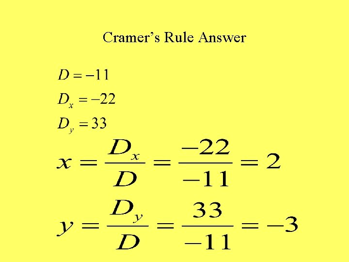 Cramer’s Rule Answer 
