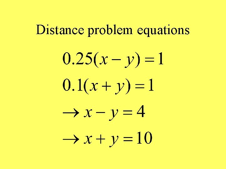 Distance problem equations 