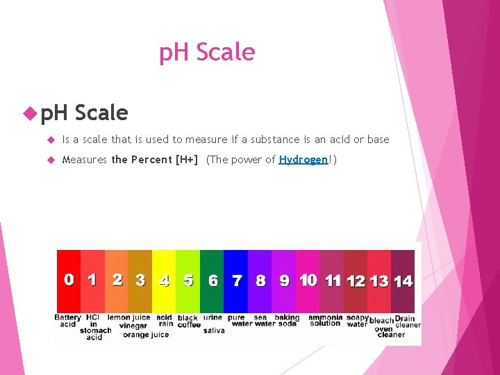 p. H Scale Is a scale that is used to measure if a substance
