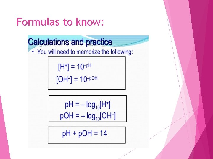 Formulas to know: 