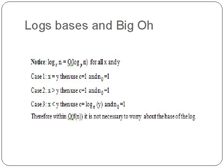 Logs bases and Big Oh 