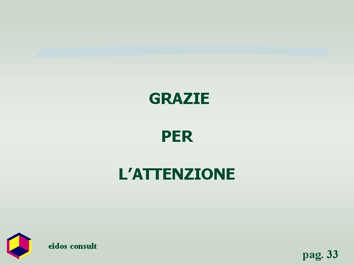 GRAZIE PER L’ATTENZIONE eidos consult pag. 33 