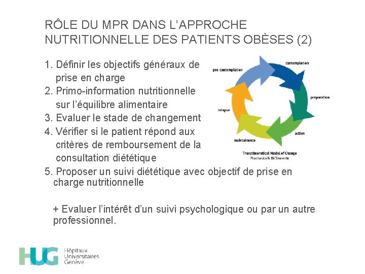 RÔLE DU MPR DANS L’APPROCHE NUTRITIONNELLE DES PATIENTS OBÈSES (2) 1. Définir les objectifs