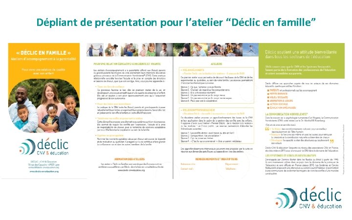 Dépliant de présentation pour l’atelier “Déclic en famille” 