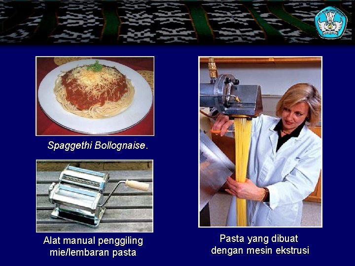 Spaggethi Bollognaise. Alat manual penggiling mie/lembaran pasta Pasta yang dibuat dengan mesin ekstrusi 