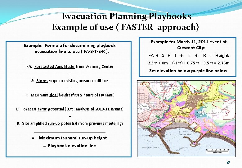 Evacuation Planning Playbooks Example of use ( FASTER approach) Example: Formula for determining playbook