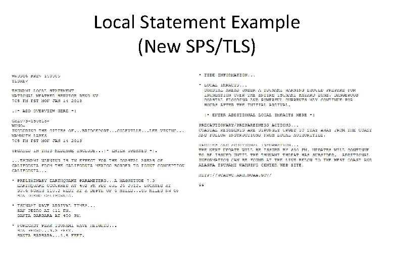 Local Statement Example (New SPS/TLS) 