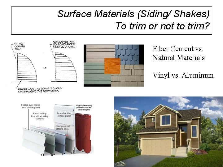 Surface Materials (Siding/ Shakes) To trim or not to trim? Fiber Cement vs. Natural