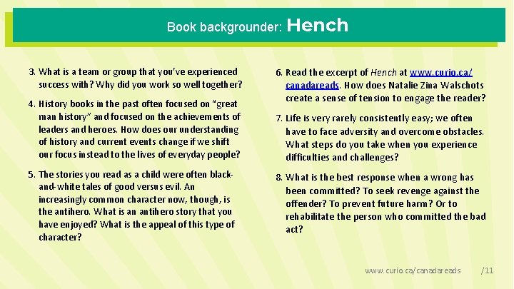 Book backgrounder: Hench 3. What is a team or group that you’ve experienced success