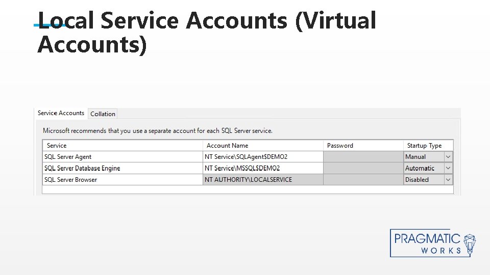 Local Service Accounts (Virtual Accounts) This is a Header THIS IS A SUBTITLE 