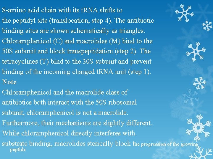 8 -amino acid chain with its t. RNA shifts to the peptidyl site (translocation,