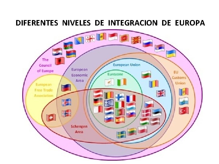 DIFERENTES NIVELES DE INTEGRACION DE EUROPA 