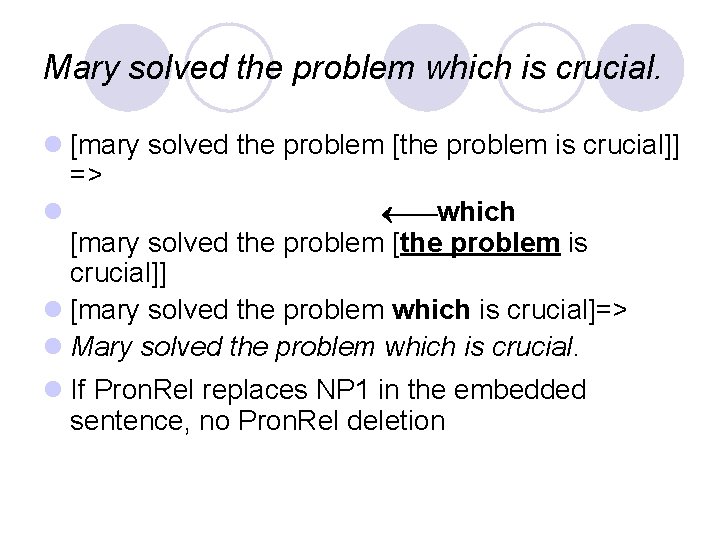 Mary solved the problem which is crucial. l [mary solved the problem [the problem