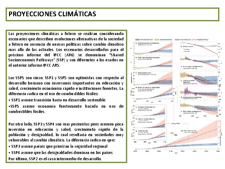 PROYECCIONES CLIMÁTICAS Las proyecciones climáticas a futuro se realizan considerando escenarios que describen evoluciones
