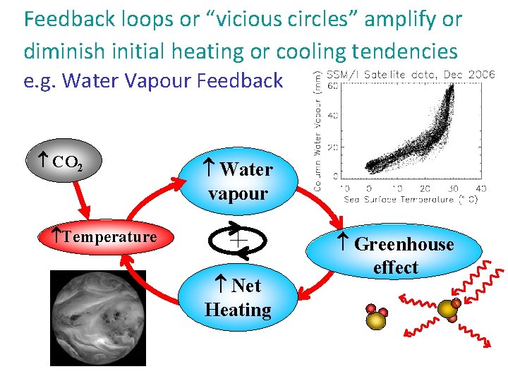 Feedback loops or “vicious circles” amplify or diminish initial heating or cooling tendencies e.