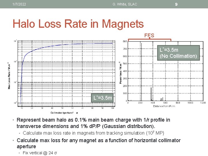 1/7/2022 9 G. White, SLAC Halo Loss Rate in Magnets FFS L*=3. 5 m