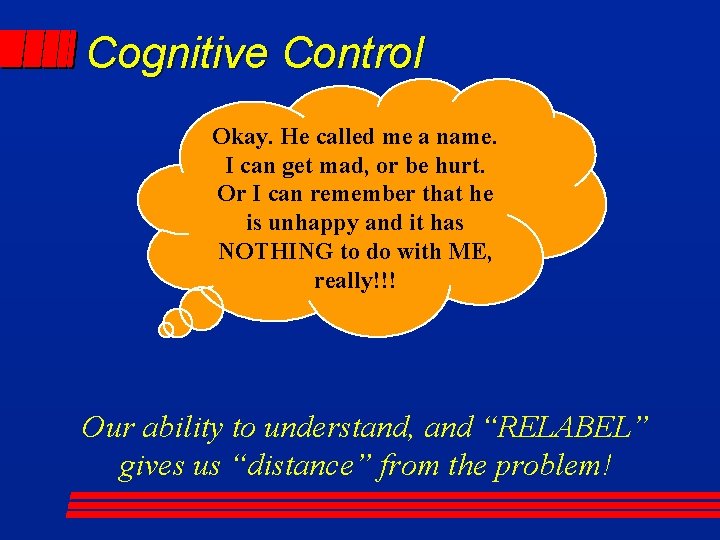 Cognitive Control Okay. He called me a name. I can get mad, or be