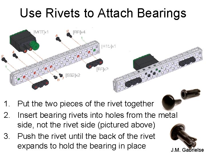 Use Rivets to Attach Bearings 1. Put the two pieces of the rivet together