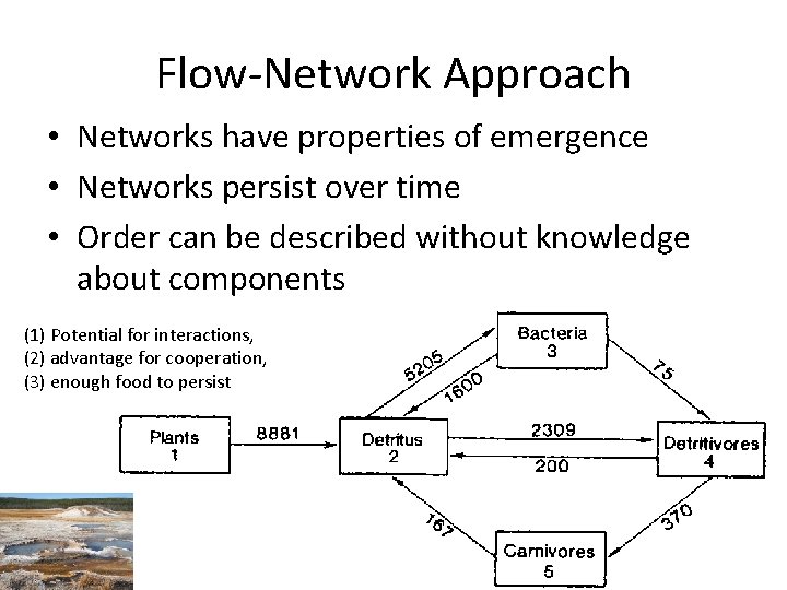Flow-Network Approach • Networks have properties of emergence • Networks persist over time •