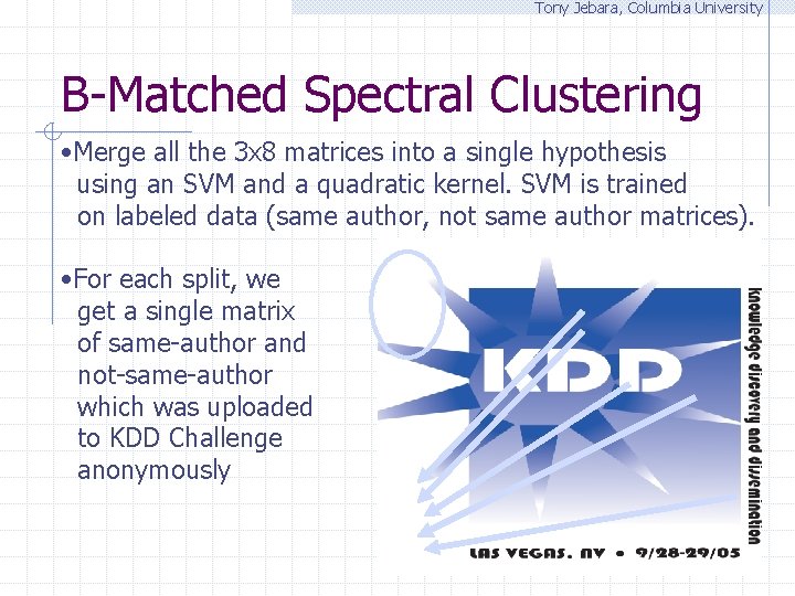 Tony Jebara, Columbia University B-Matched Spectral Clustering • Merge all the 3 x 8