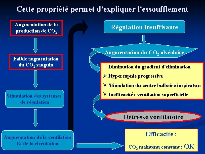 Cette propriété permet d'expliquer l'essoufflement Augmentation de la production de CO 2 Faible augmentation