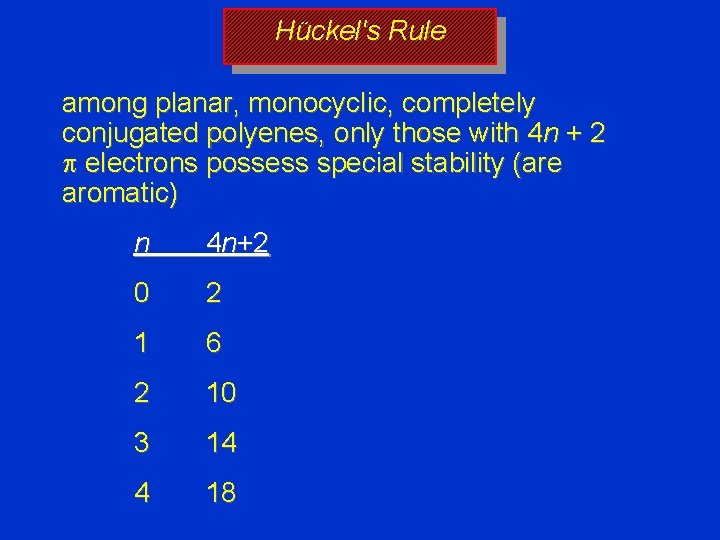 Hückel's Rule among planar, monocyclic, completely conjugated polyenes, only those with 4 n +