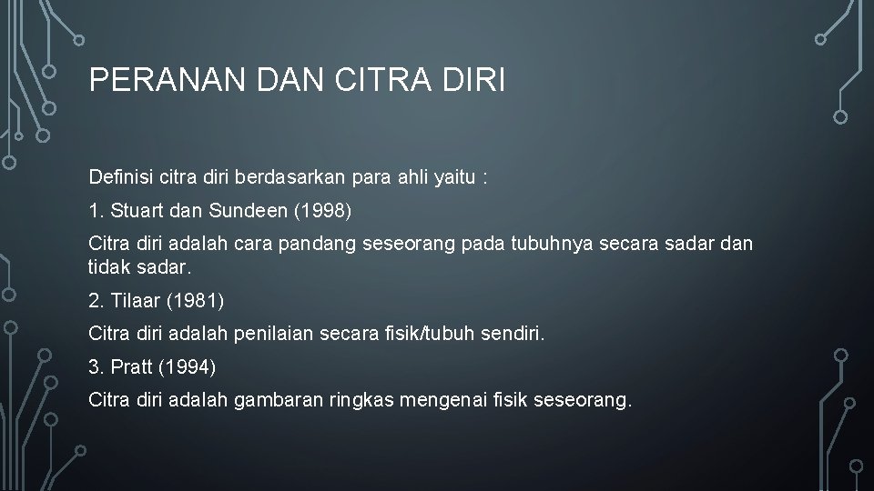 PERANAN DAN CITRA DIRI Definisi citra diri berdasarkan para ahli yaitu : 1. Stuart PERANAN DAN CITRA DIRI Definisi citra diri berdasarkan para ahli yaitu : 1. Stuart