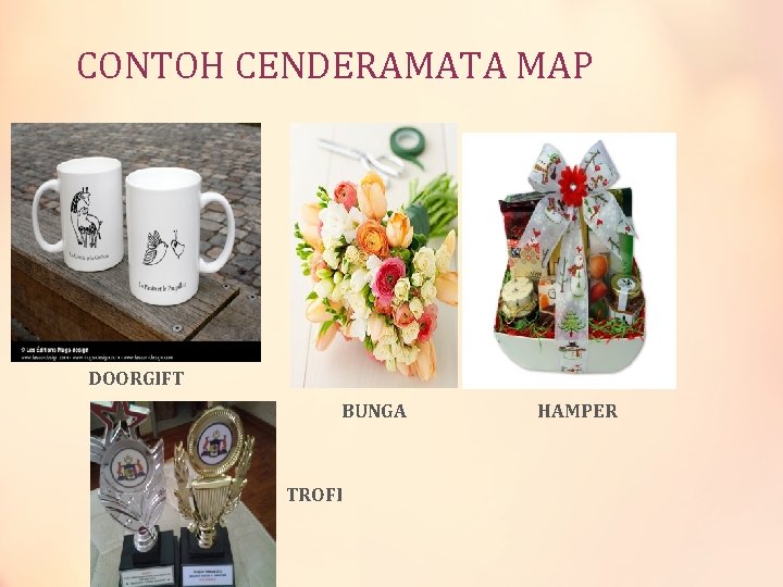 CONTOH CENDERAMATA MAP DOORGIFT BUNGA TROFI HAMPER 