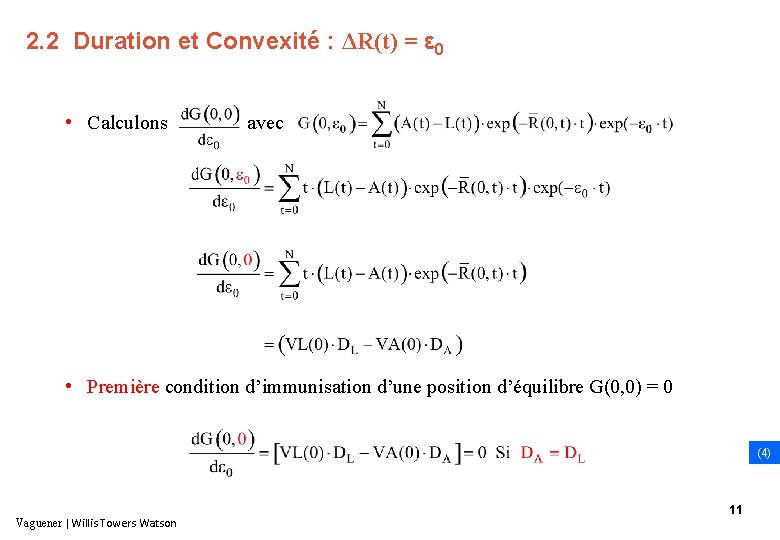 2. 2 Duration et Convexité : ΔR(t) = ε 0 • Calculons avec •