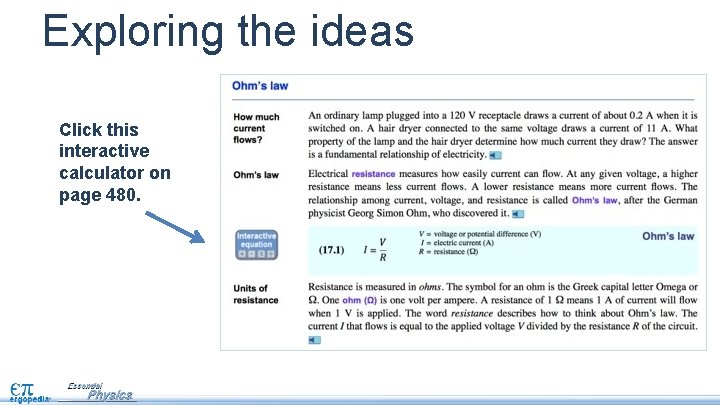 Exploring the ideas Click this interactive calculator on page 480. 