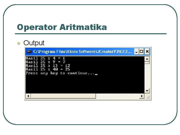 Operator Aritmatika l Output 