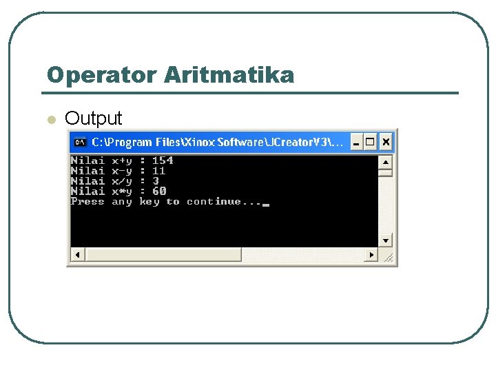 Operator Aritmatika l Output 