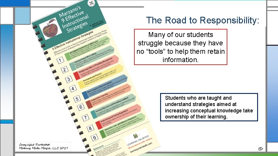 The Road to Responsibility: Many of our students struggle because they have no “tools”