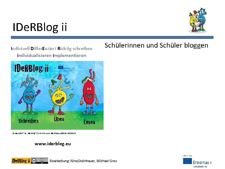 IDe. RBlog ii Indiviuell Differ. Enziert Richtig schreiben individualisieren implementieren Schülerinnen und Schüler bloggen