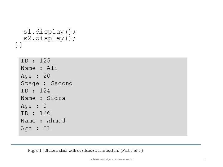 s 1. display(); s 2. display(); }} ID : 125 Name : Ali Age