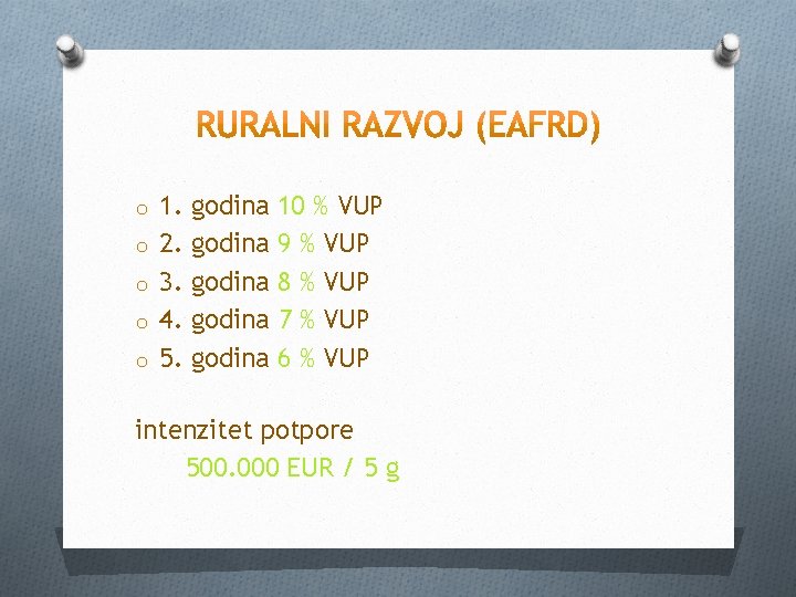 o 1. godina 10 % VUP o 2. godina 9 % VUP o 3.