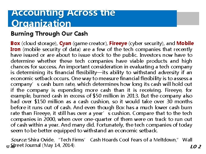 Accounting Across the Organization Burning Through Our Cash Box (cloud storage), Cyan (game creator),