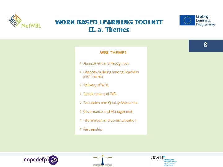 WORK BASED LEARNING TOOLKIT II. a. Themes 8 