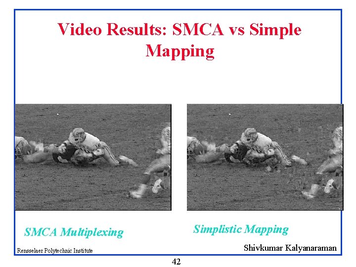Video Results: SMCA vs Simple Mapping Simplistic Mapping SMCA Multiplexing Shivkumar Kalyanaraman Rensselaer Polytechnic