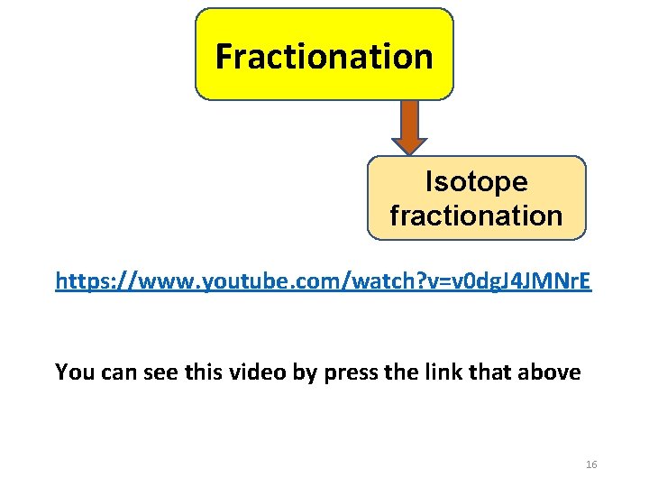 Fractionation Isotope fractionation https: //www. youtube. com/watch? v=v 0 dg. J 4 JMNr. E