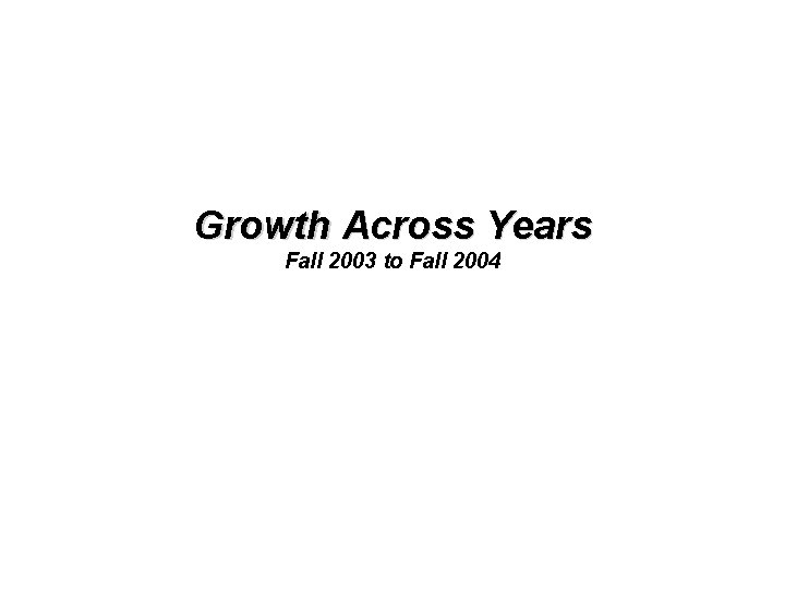 Growth Across Years Fall 2003 to Fall 2004 
