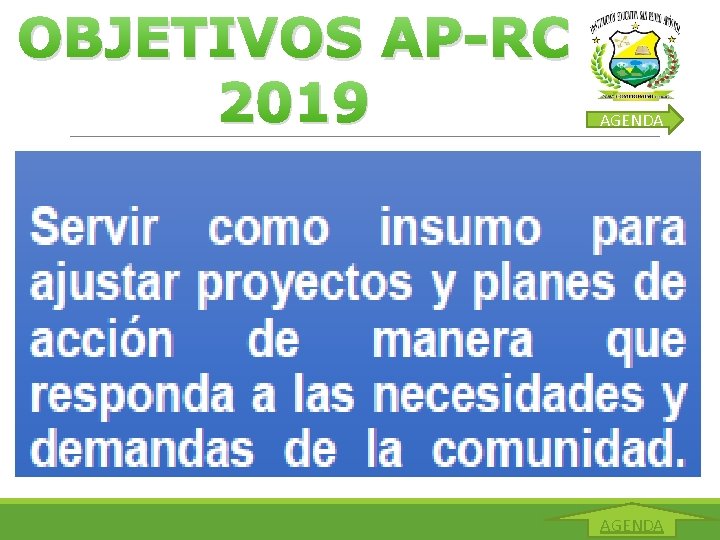 OBJETIVOS AP-RC 2019 AGENDA 