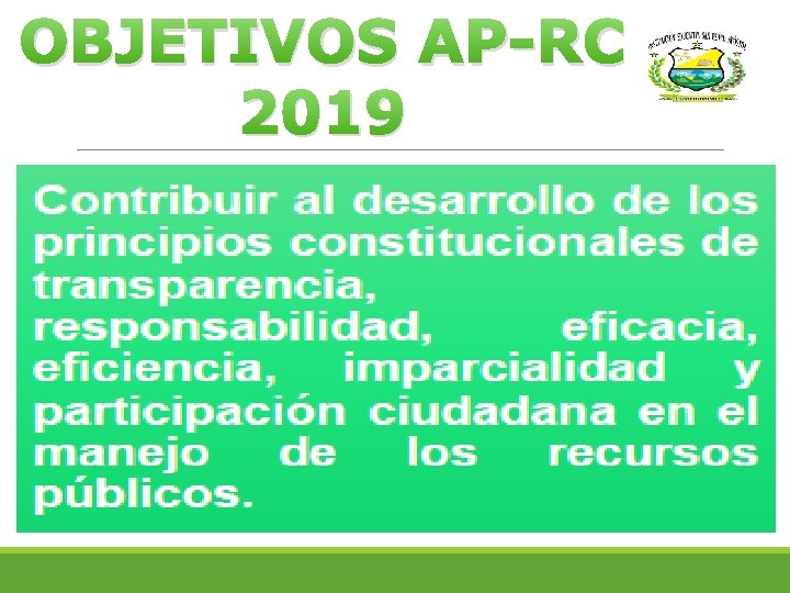 OBJETIVOS AP-RC 2019 