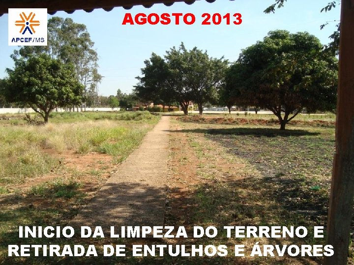 AGOSTO 2013 INICIO DA LIMPEZA DO TERRENO E RETIRADA DE ENTULHOS E ÁRVORES 