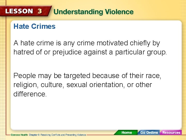 Hate Crimes A hate crime is any crime motivated chiefly by hatred of or