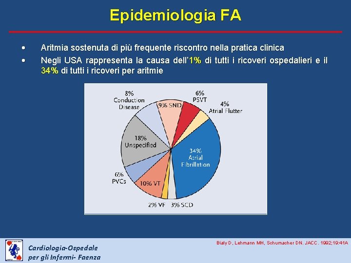 Epidemiologia FA • • Aritmia sostenuta di più frequente riscontro nella pratica clinica Negli