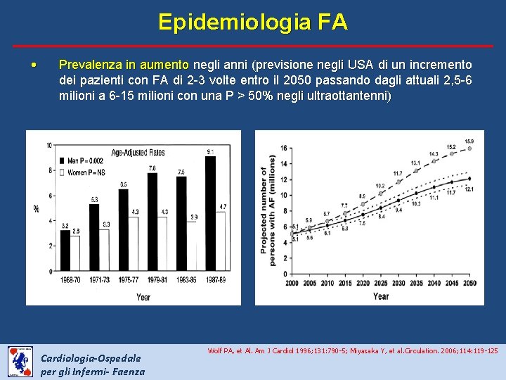 Epidemiologia FA • Prevalenza in aumento negli anni (previsione negli USA di un incremento