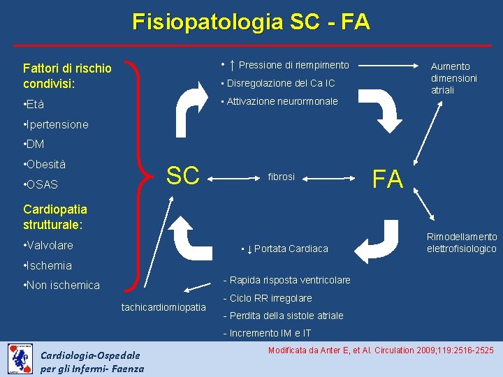 Fisiopatologia SC - FA Fattori di rischio condivisi: • ↑ Pressione di riempimento •